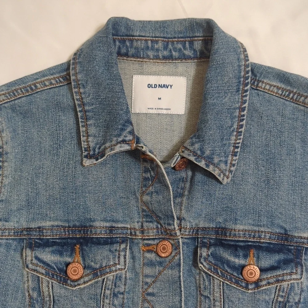 Old Navy MODIFIED Raw Hem Denim Trucker Jacket, Color Blue Size M - Picture 2 of 15